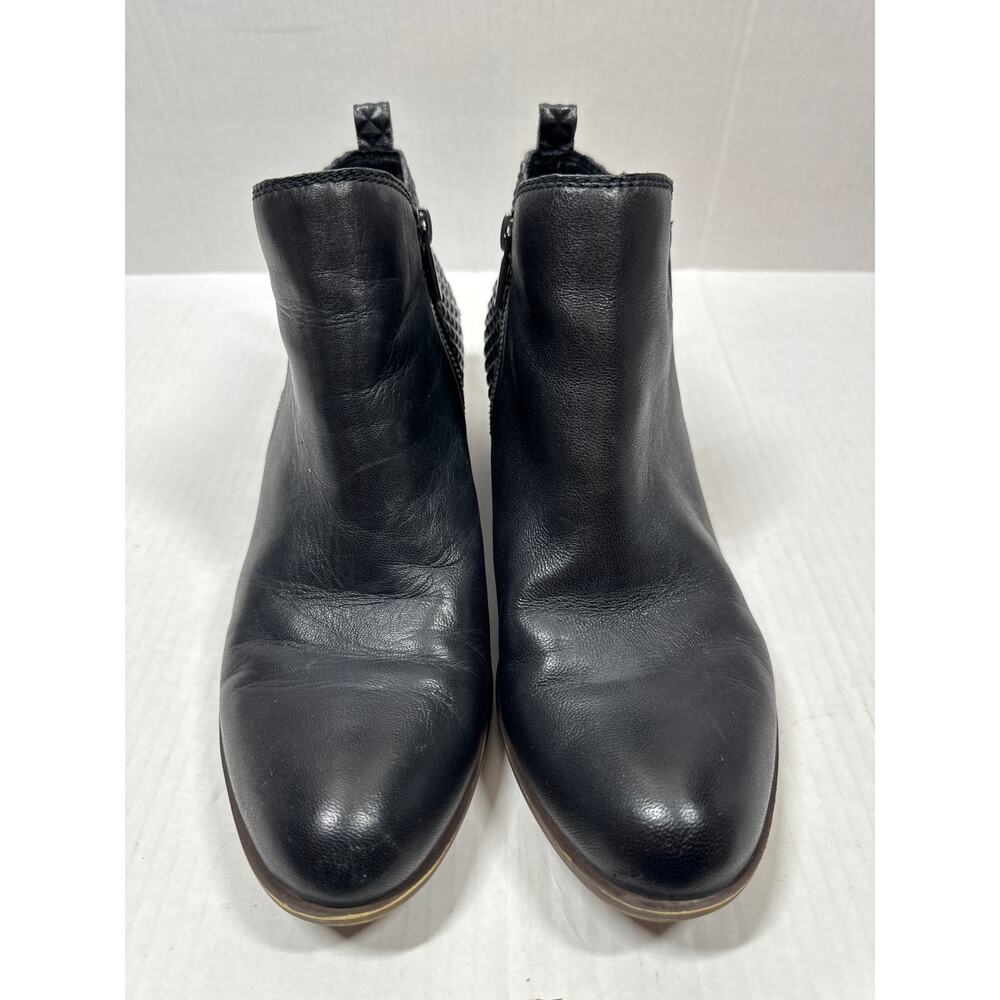 Lucky Brand Basel Black Napa Leather Ankle Zip Boots Bootie Womens Size 9.5